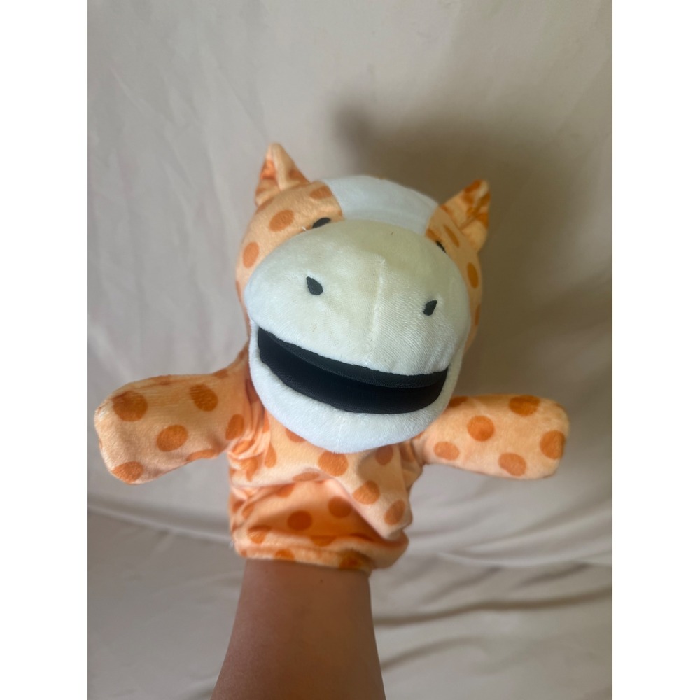 Evriholder Giraffe Plush Hand Puppet Orange Spotted Movable Mouth Toy